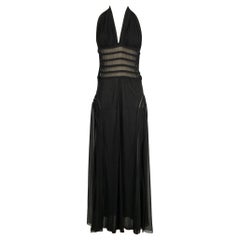 Jean Paul Gaultier Vestido largo negro de rayón