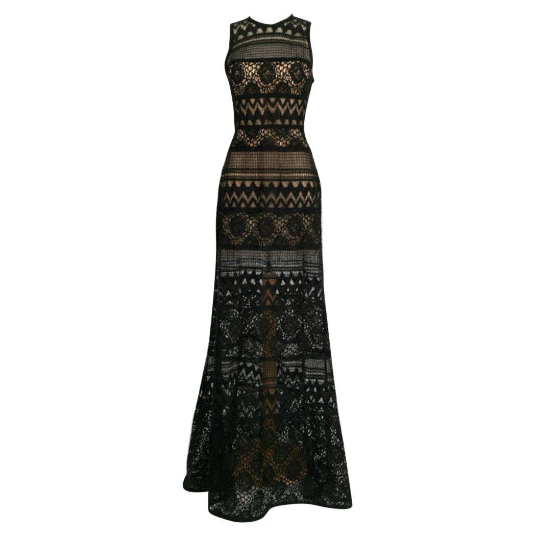 Elie Saab Long Sheer Crochet Dress with Mid Knee, Size 36FR For Sale
