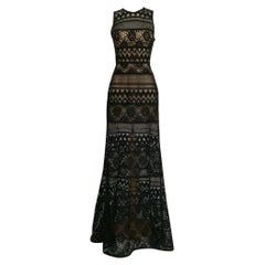 Used Elie Saab Long Sheer Crochet Dress with Mid Knee, Size 36FR
