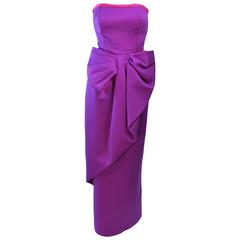 VICTOR COSTA Purple and Magenta Draped Bow Gown Size 8 10
