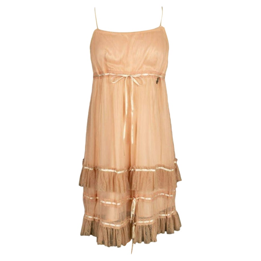 Galliano Dress in Powder Pink Muslin, Size 40 For Sale