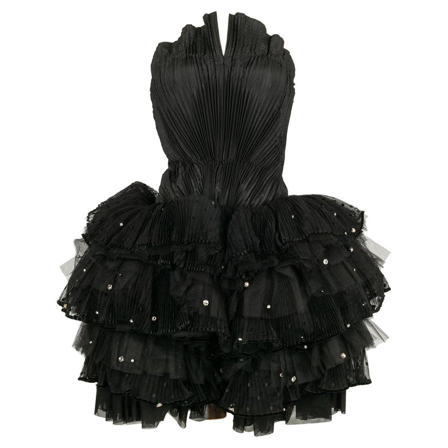 Louis Féraud Strapless Haute Couture Dress in Silk Taffeta For Sale