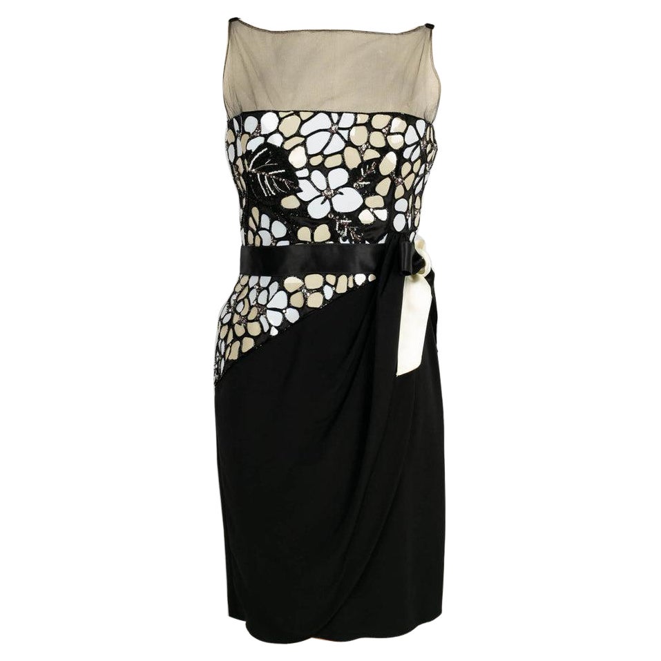 Valentino Black Dress Sewn with Beads For Sale