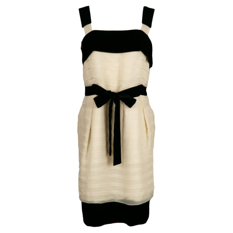 Yves Saint Laurent Silk Chiffon and Velvet Dress For Sale