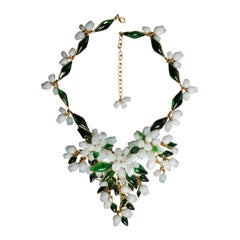 Augustine Glass Paste Bib Necklace in Gilded Metal 