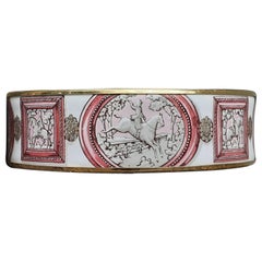 Vintage Rare Hermès Enamel Bracelet Wedgwood Pink Ghw Size GM 70