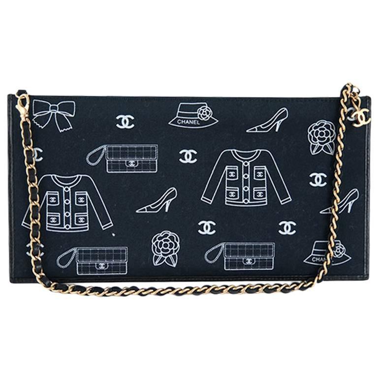 Chanel Two way Black Fabric CC Shoulder Evening Bag For Sale