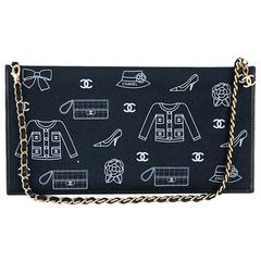 Chanel Two way Black Fabric CC Shoulder Evening Bag