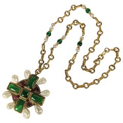 Vintage Important Coco Chanel Elaborate Byzantine Crucifix Necklace
