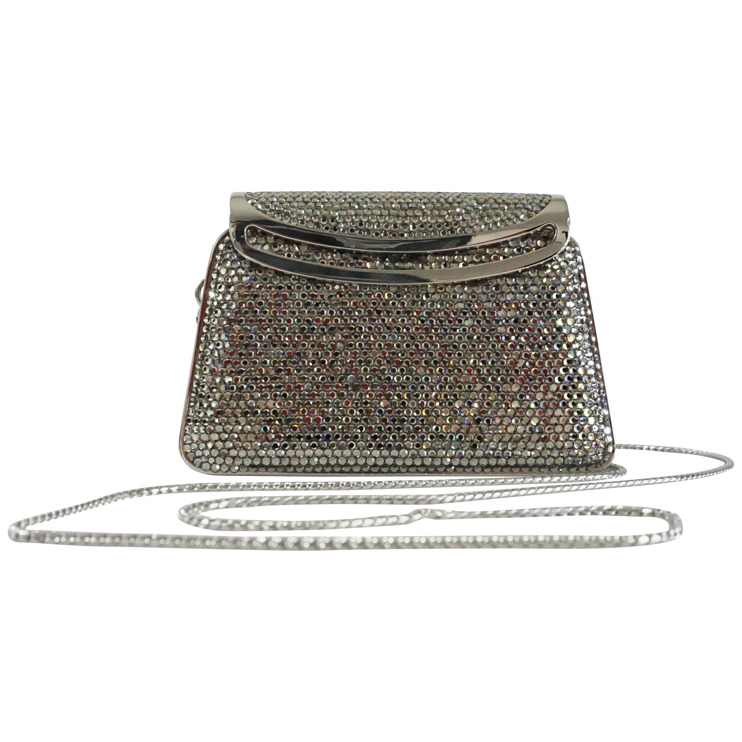 Judith Leiber Silver Crystal Minaudiere - Circa 90's