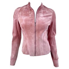 Gucci by Tom Ford Pink Mauve Dusty Rose Suede Leather Vintage Jacket 