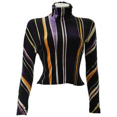 Gianni Versace Velvet Stripe High Neck Top Fall 1994