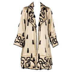 Vintage Bruce Oldfield Couture Champagne Silk Tassel Evening Coat