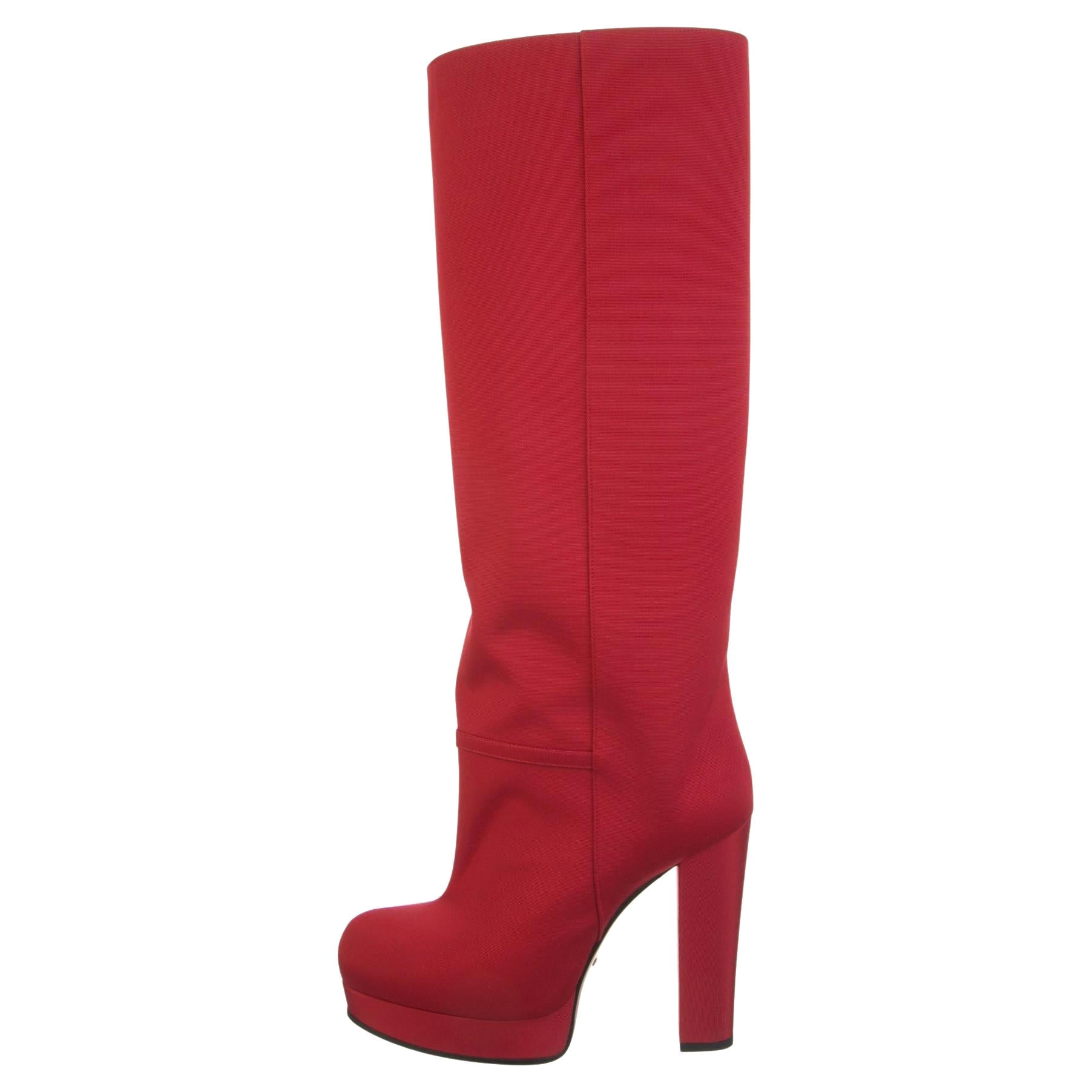 New With Box Gucci Fall 2019 Alessandro Michele Red Boots Sz 38.5 For Sale