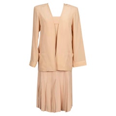 Vintage Chanel Set Top, Skirt and Pale Pink Silk Vest