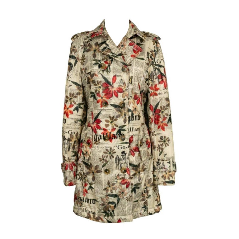 John Galliano Trench Newspaper Print Coat at 1stDibs