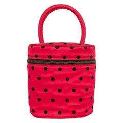 Christian Dior - Sac en soie rouge à pois noirs