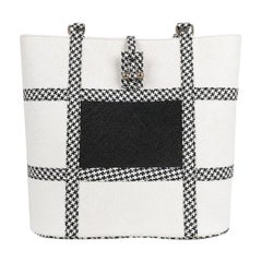 Renaud Pellegrino White and Black Raffia Handbag