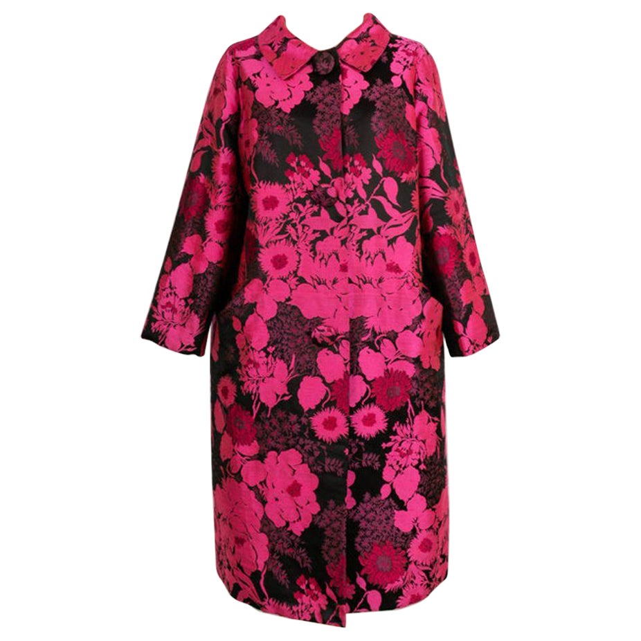 Lanvin Pink and Black Silk Coat, 1960's For Sale