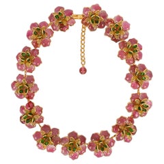Augustine Flower Necklace in Glass Paste and Gold Metal