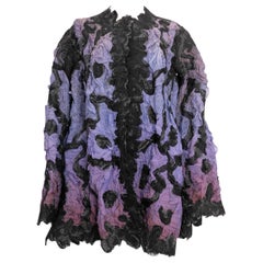 Manteau en soie haute couture Franck Sorbier, noir et violet