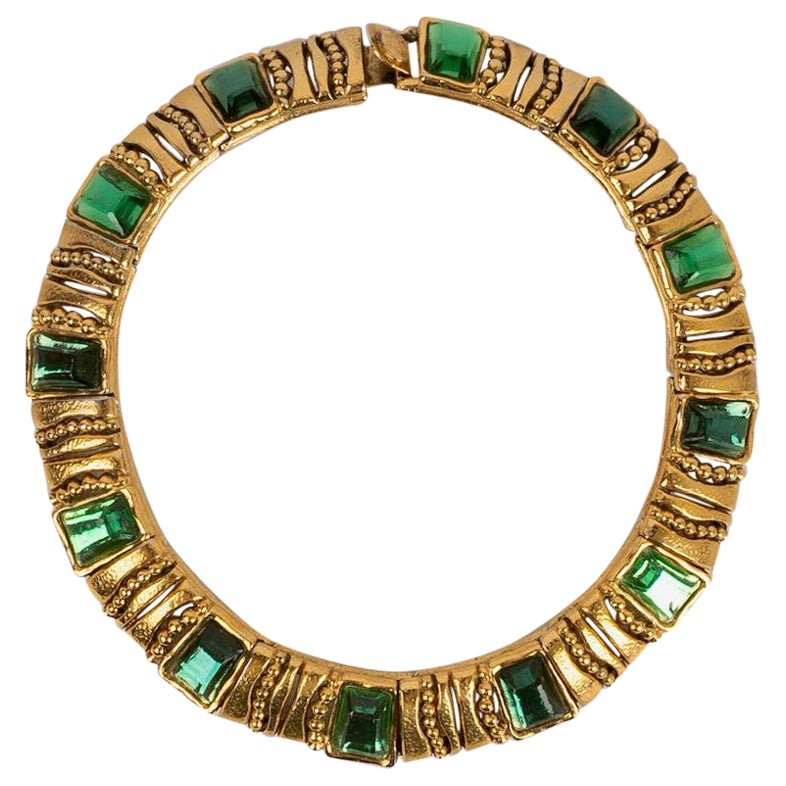 Jean Louis Scherrer Short Necklace in Gold Metal For Sale
