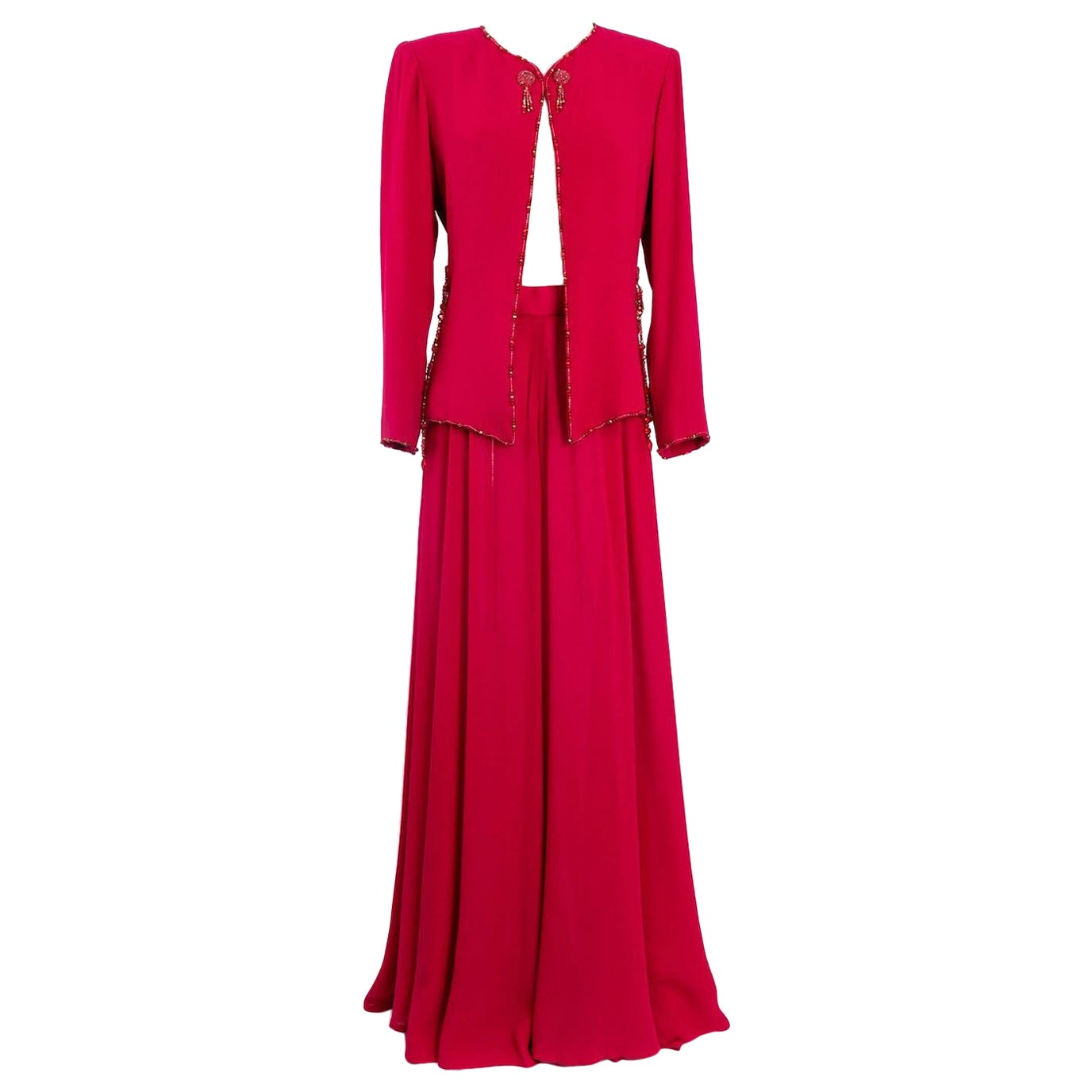 Emanuel Ungaro Haute Couture Rosa Seiden-Chiffon-Set aus Seide im Angebot