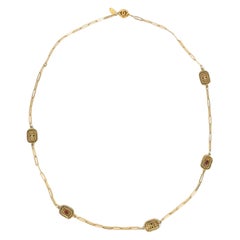 Chanel Necklace in Gilded Metal and Cabochons with Glass Paste