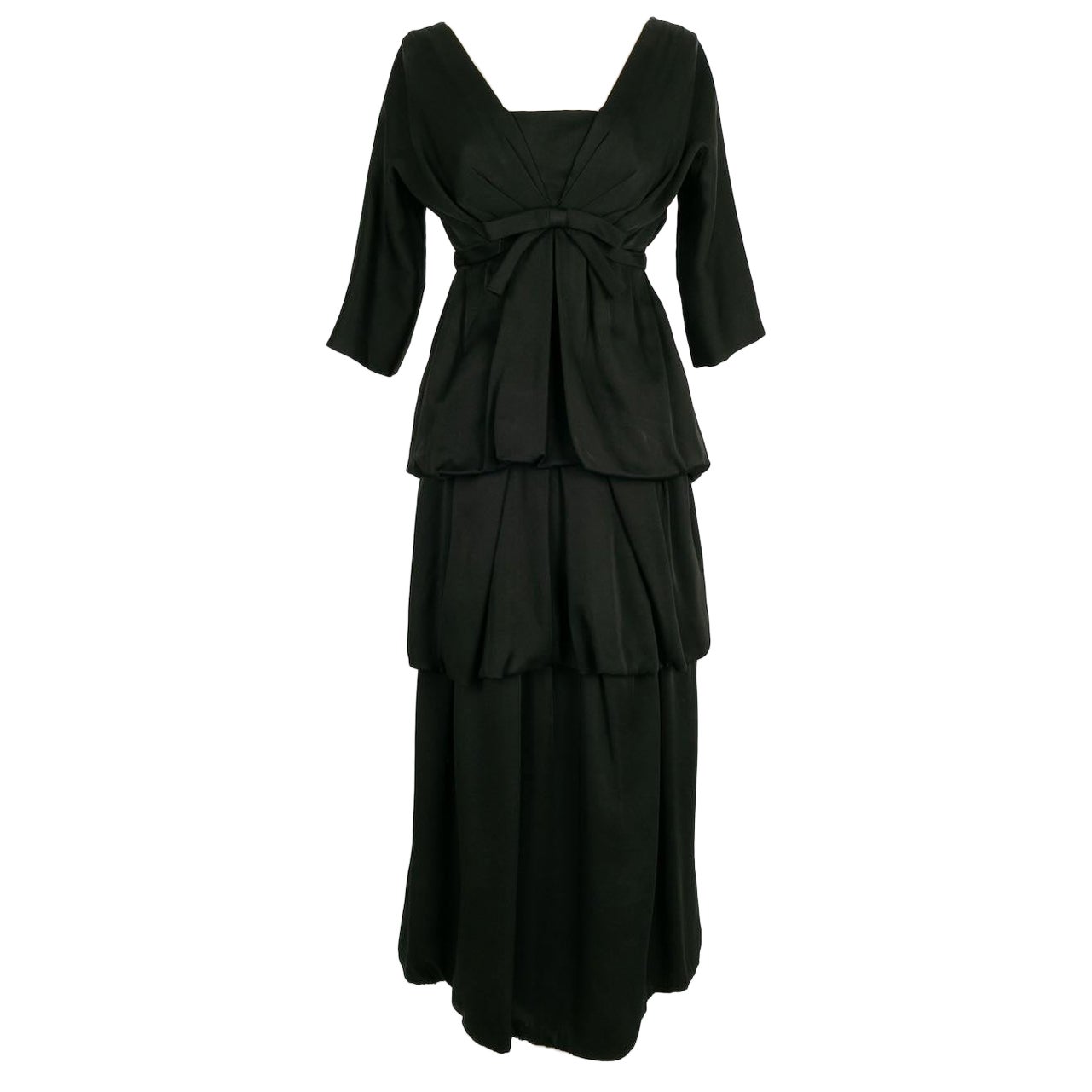 Pierre Cardin Haute Couture Long Silk Dress, Size 36FR For Sale