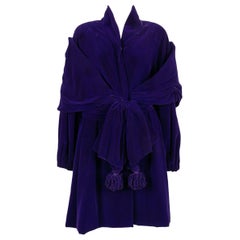 Retro Christian Lacroix Purple Silk Velvet Haute Couture Coat, Size 44FR