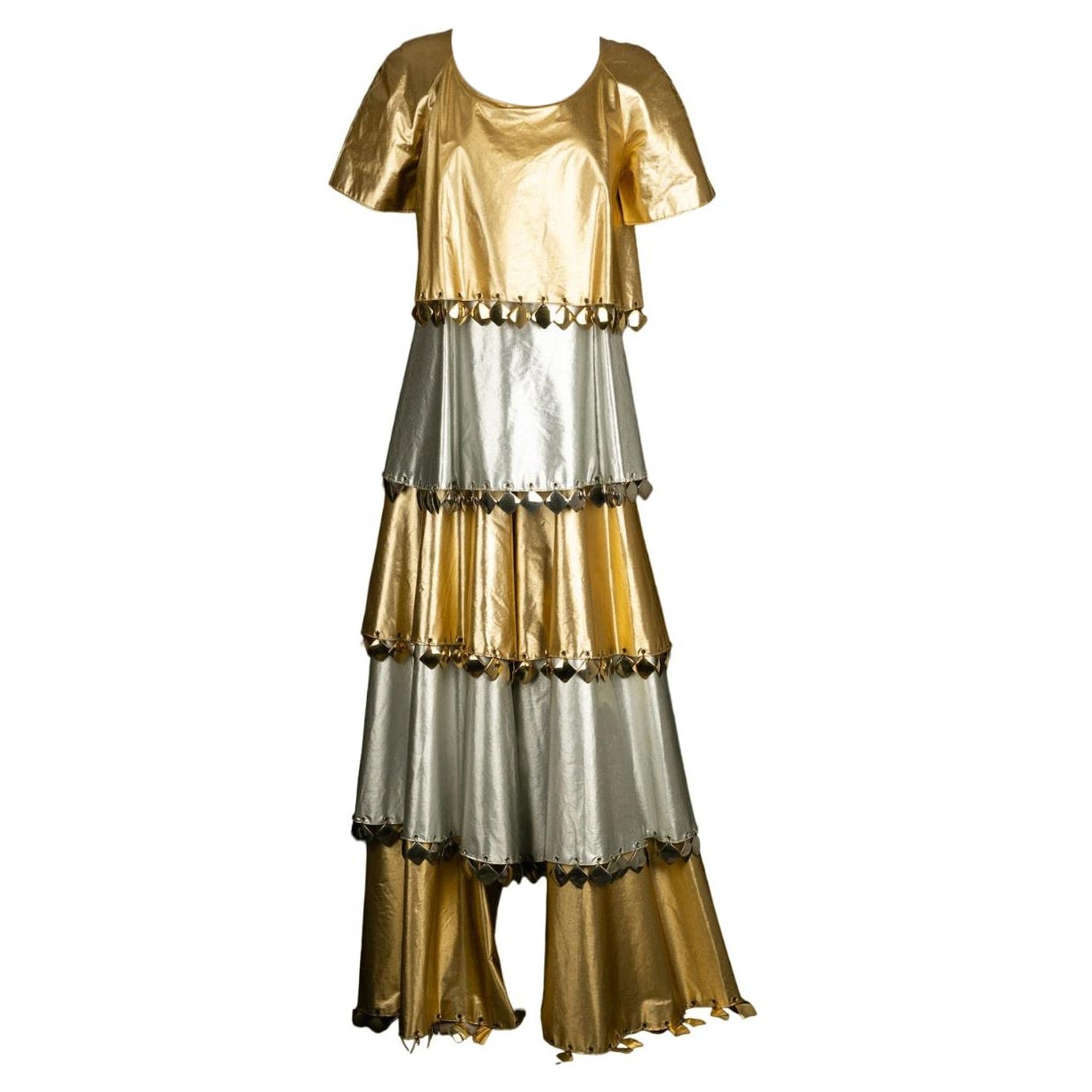 Gold and Silver Dress Paco Rabanne, Size 36FR For Sale