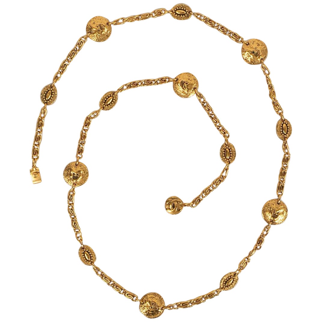Chanel Gilded Metal Necklace For Sale