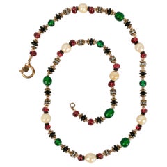 Chanel Necklace in Pearls, Rhinestones and Golden Metal Rings