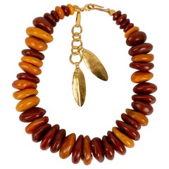 Vintage Chanel Necklace in Amber and Resin Tinted in Golden Bronze