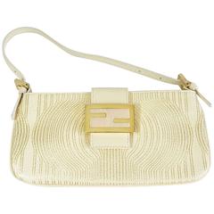 Fendi Creme and Gold Leather Pouchette-GHW