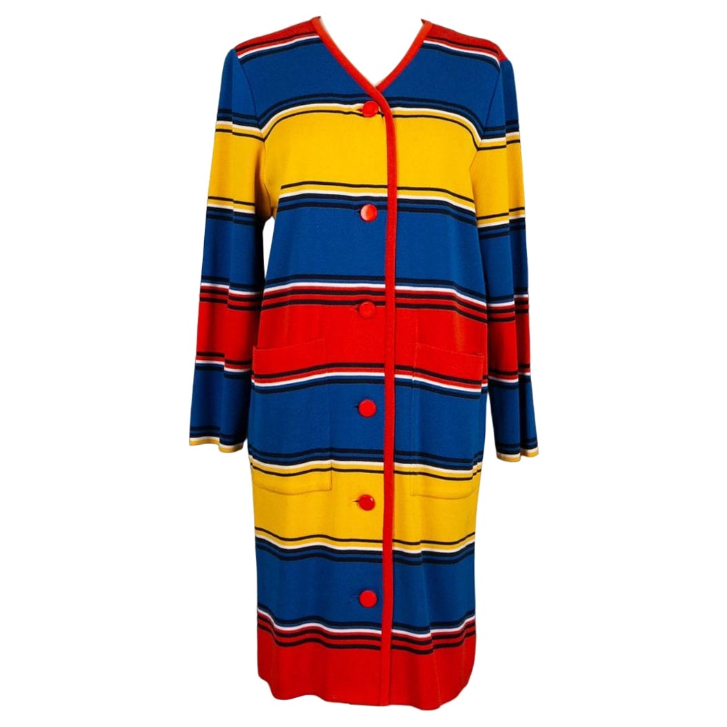 Yves Saint Laurent Mehrfarbiges gestricktes Mantelkleid im Angebot