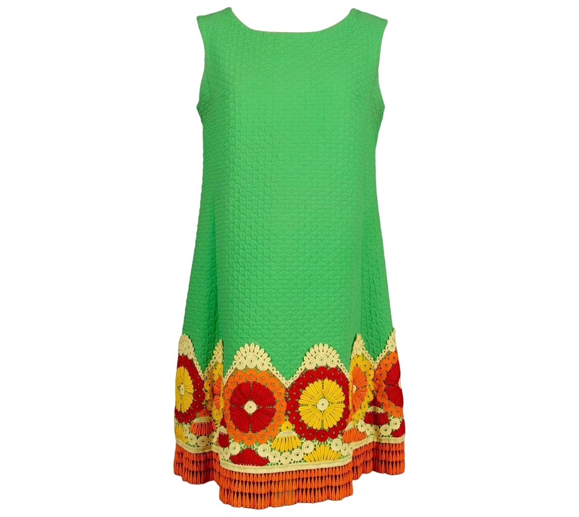 Yves Saint Laurent Green Cotton Trapeze Dress For Sale