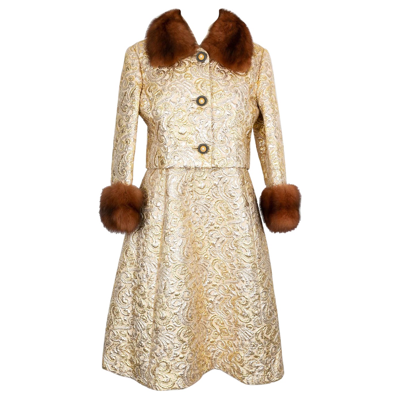 Pierre Balmain Haute Couture Fur and Silk Crep Set