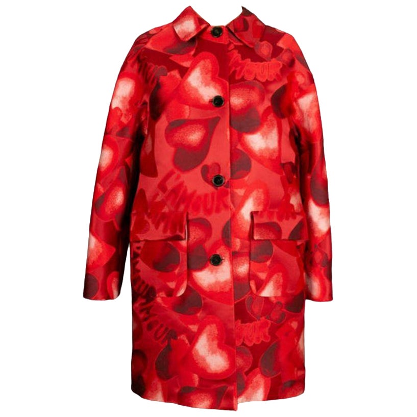 Valentino "Love" Red Silk Coat Pre-Fall 2015 For Sale