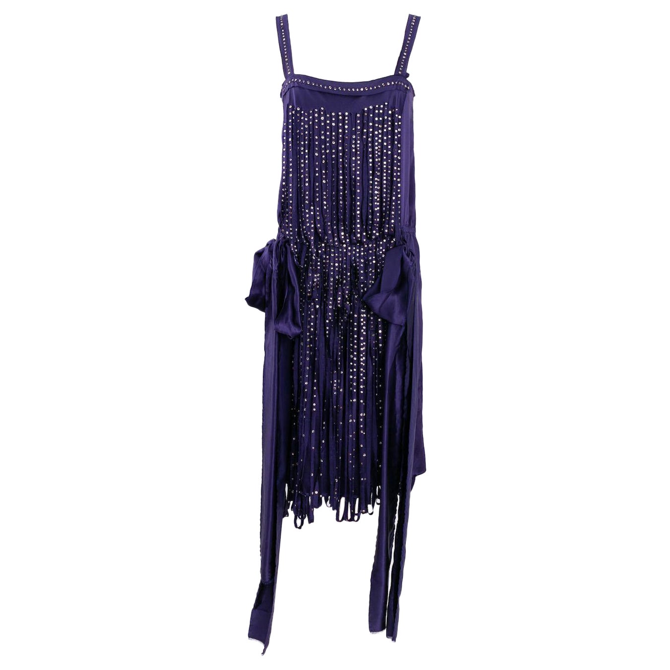 Lanvin Embellished Purple Silk Dress Winter Collection, 2004 For Sale