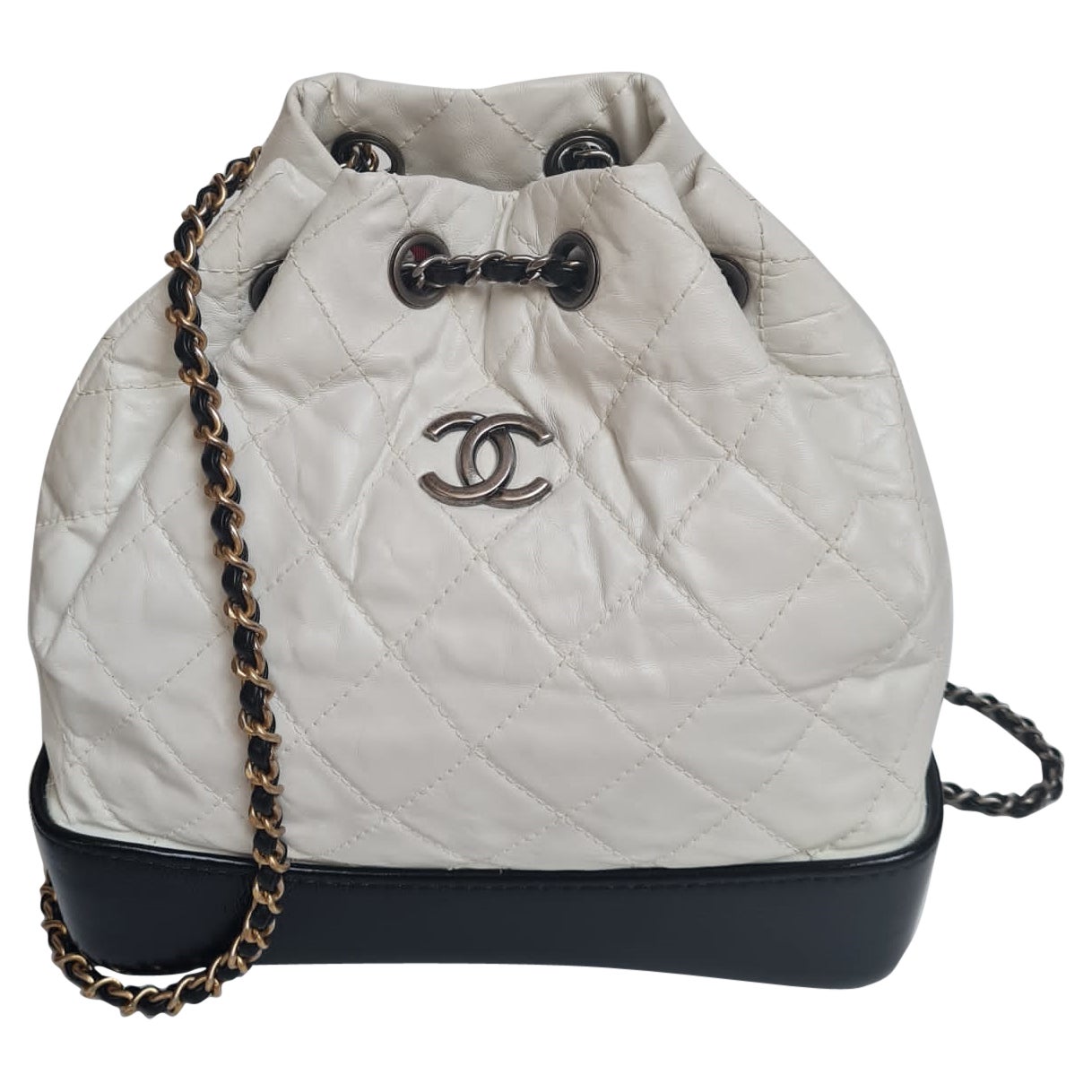 Chanel White Lambskin Quilted Gabrielle Backpack For Sale at 1stDibs