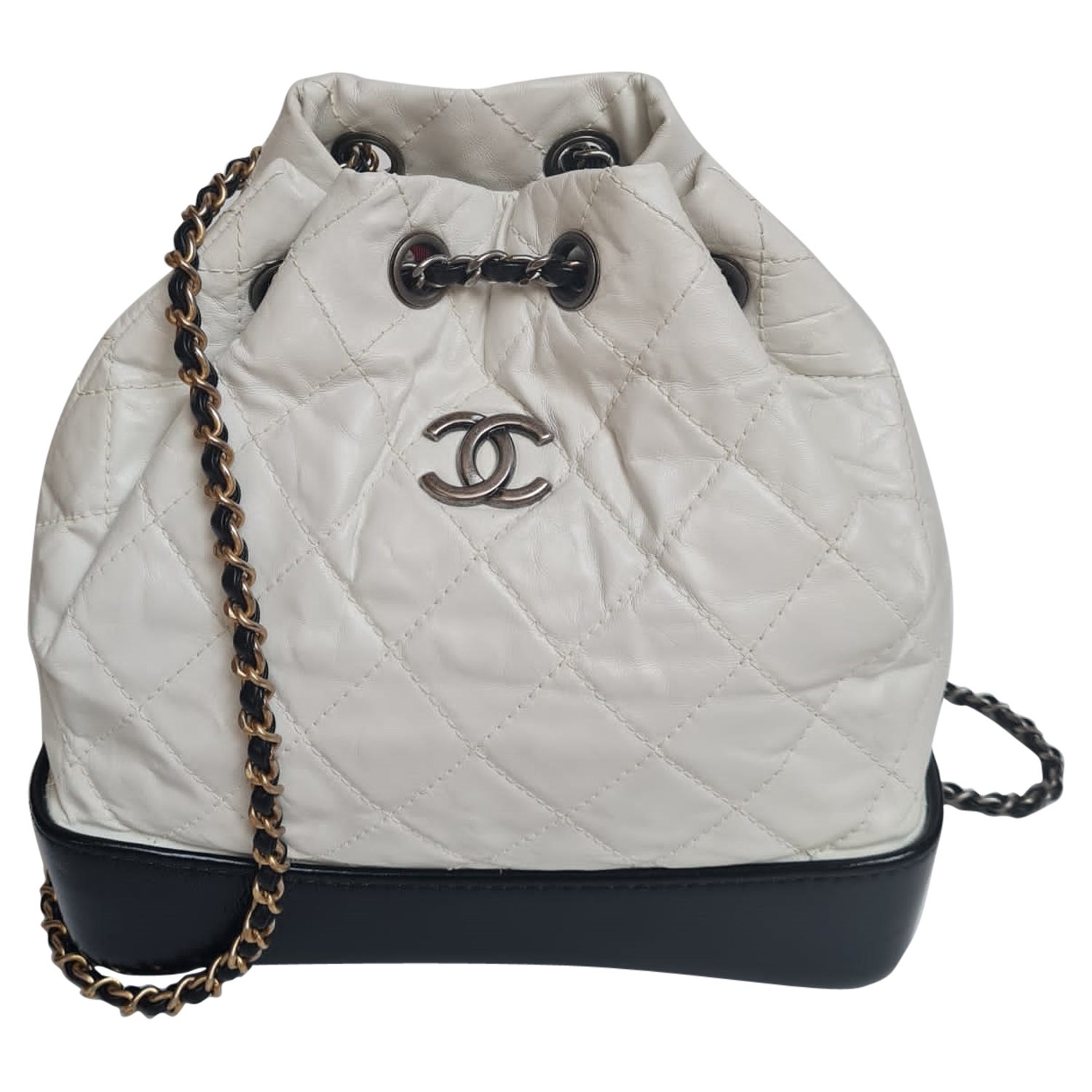 Chanel Gabrielle Backpack White - For Sale on 1stDibs  chanel white  backpack, chanel gabrielle backpack beige, chanel backpack white