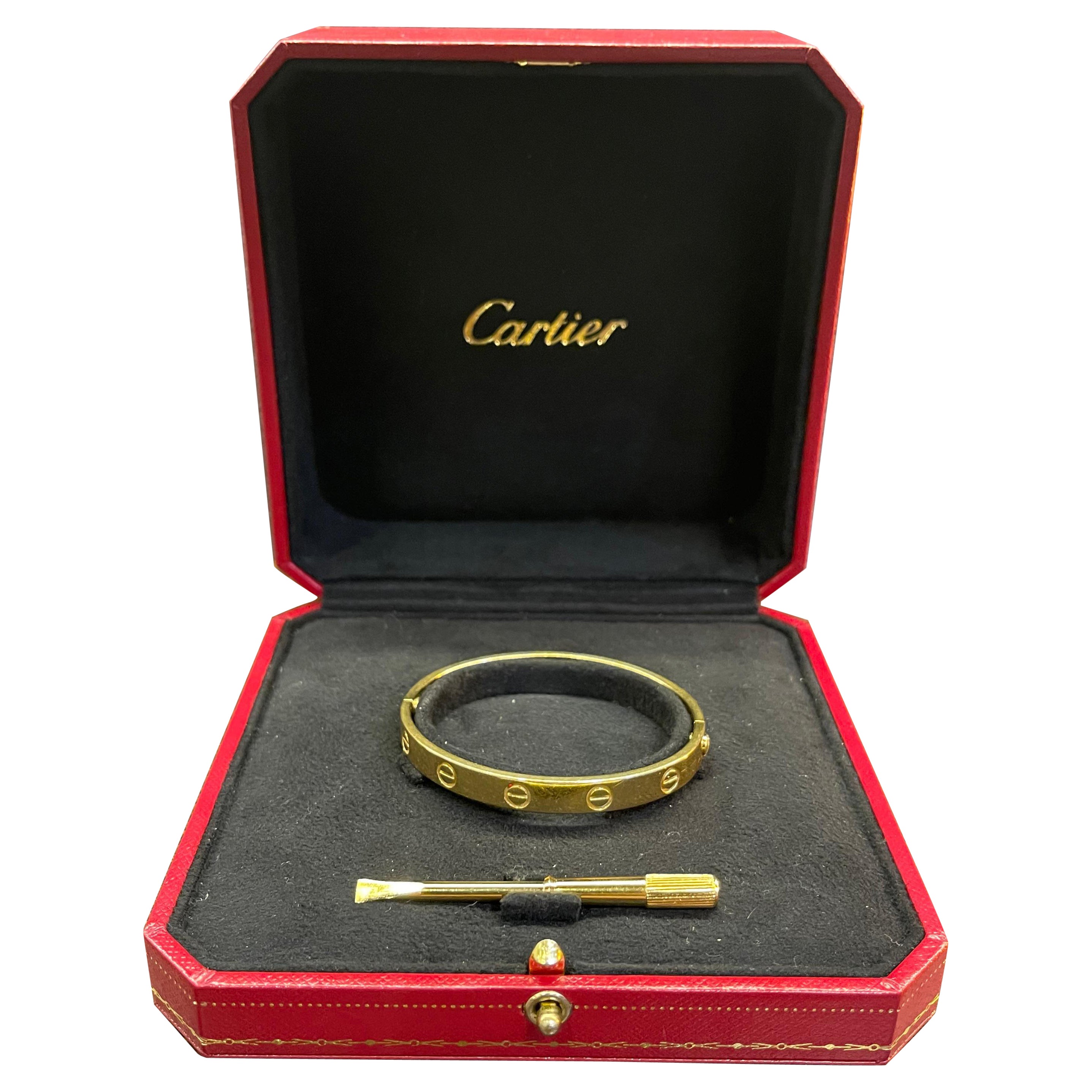 Vintage 2000s Cartier Yellow Gold 18K Love Bracelet Size 16 For Sale at ...