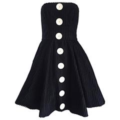 Vintage Christian Lacroix Black and White Fit n' Flare Strapless Button Dress 10