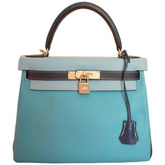 3 colors Hermes Kelly 28 Bag with Shoulder Strap.