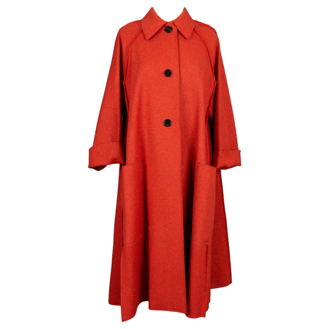 Christian Dior Red Virgin Wool Coat Winter Collection, 2005 For Sale