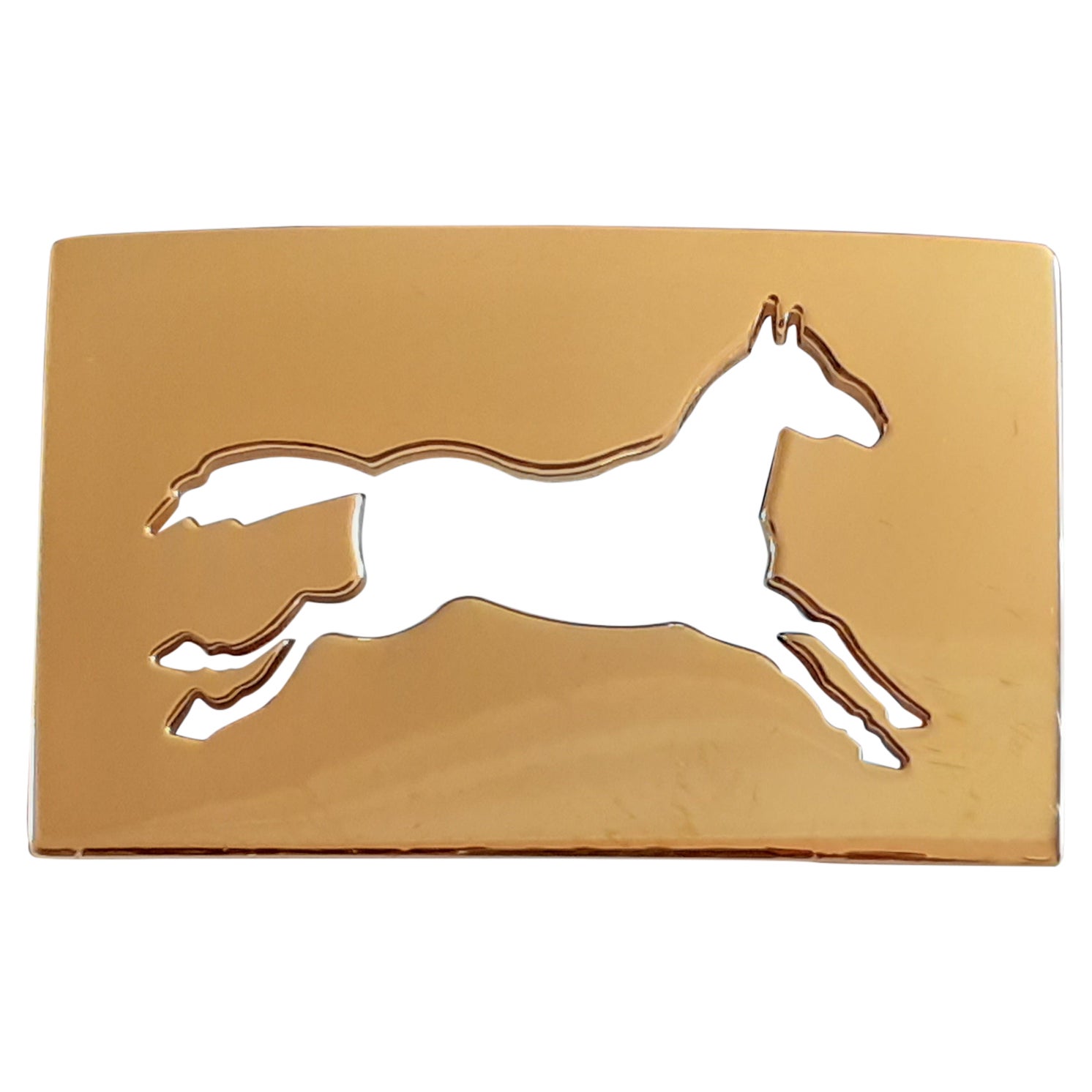 Exceptional Hermès Belt Buckle Horse Shaped in Gold for 32 mm Belt Texas