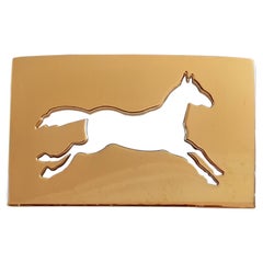 Retro Exceptional Hermès Belt Buckle Horse Shaped in Gold for 32 mm Belt Texas