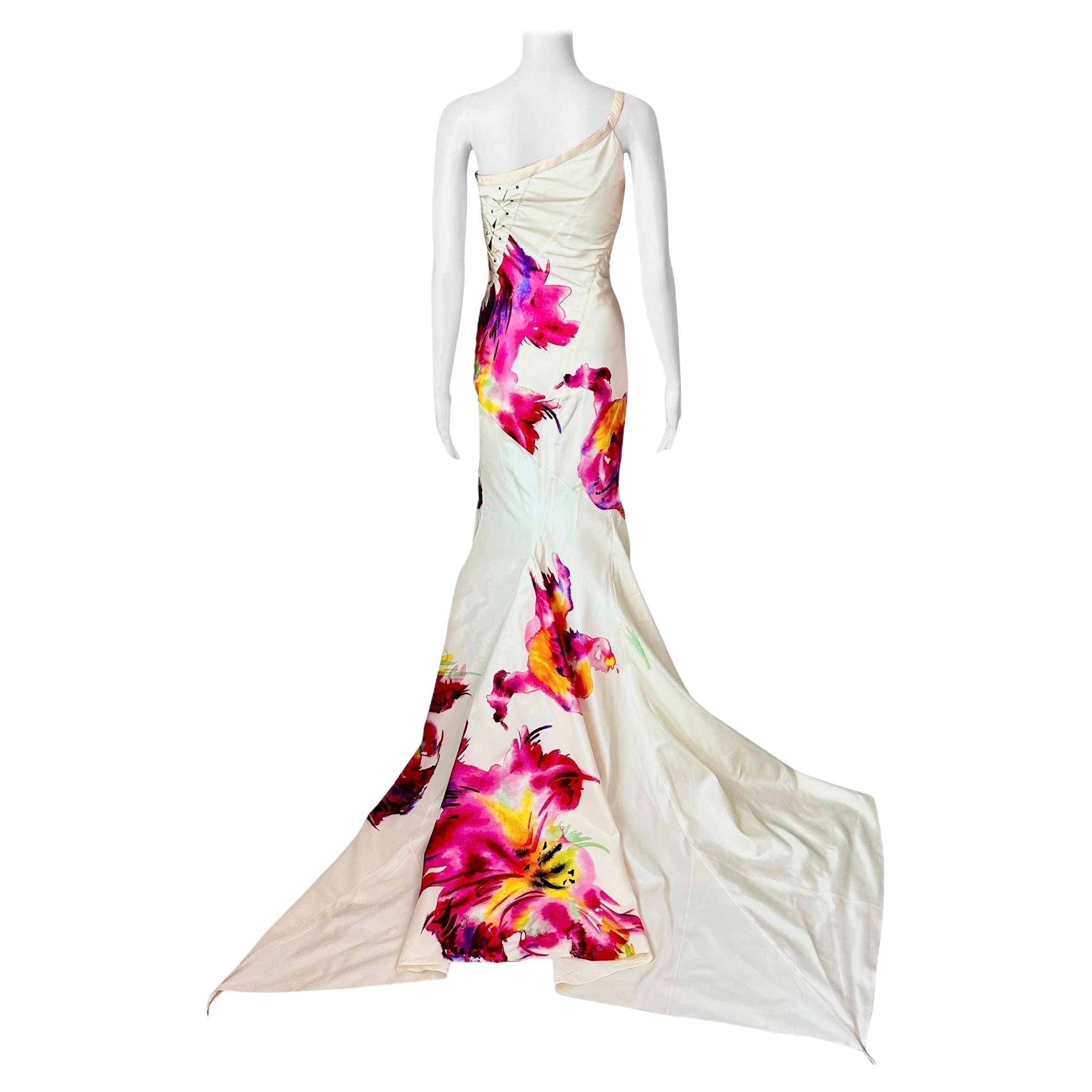 Christian Dior by John Galliano S/S 2001 Vestido de noche con trenza floral y encaje en venta