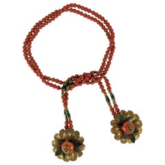 Miriam Haskell Faux Coral Lariat Clip 